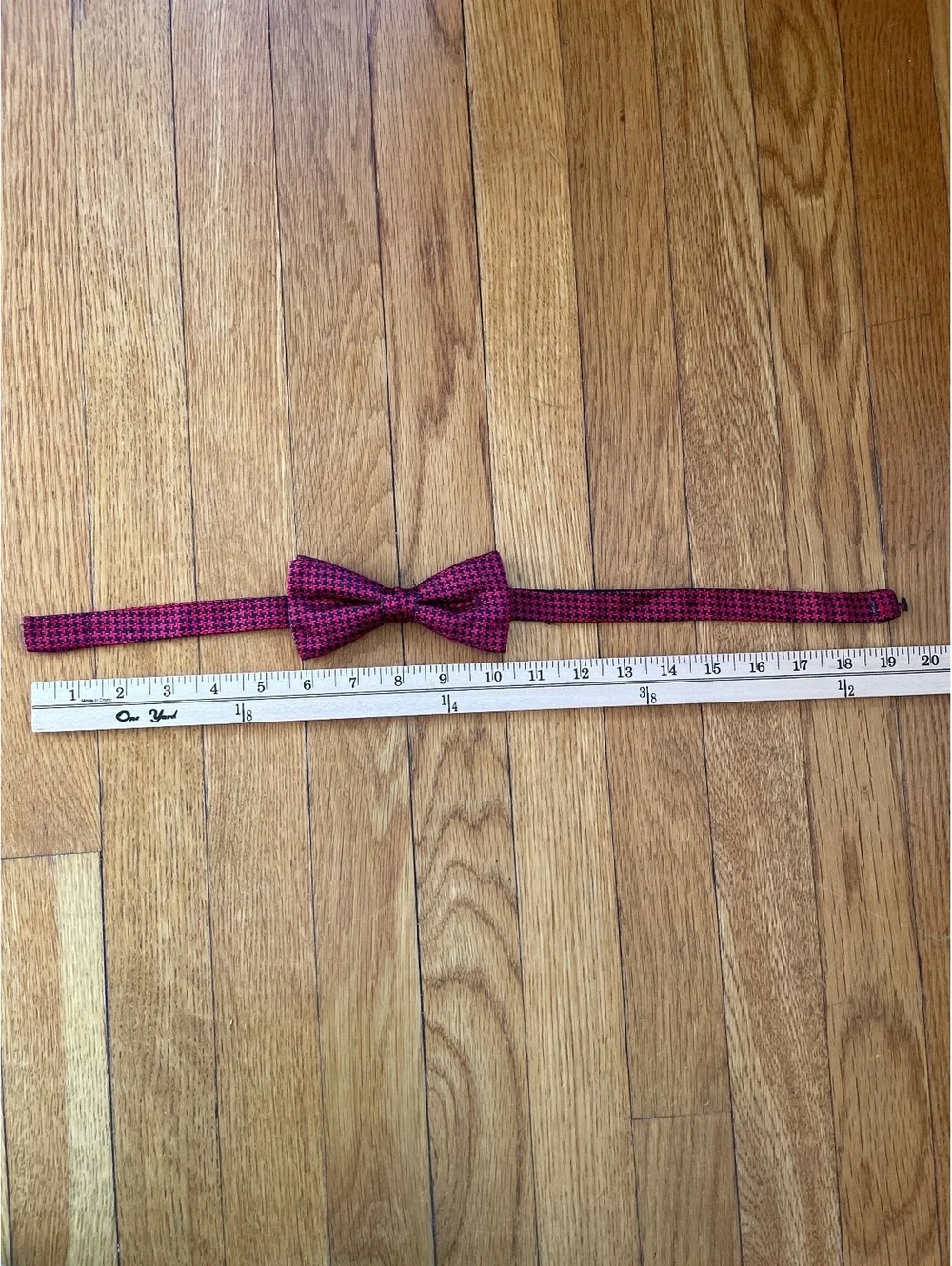 Vintage Men's Red Black Houndstooth Silk Bow Tie Adjustolox Pre-Tied